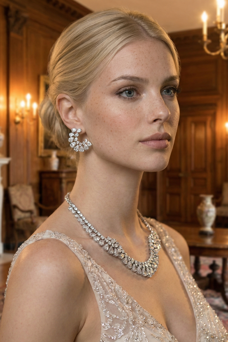 Parure Collier et Boucle d'Oreille Mariage