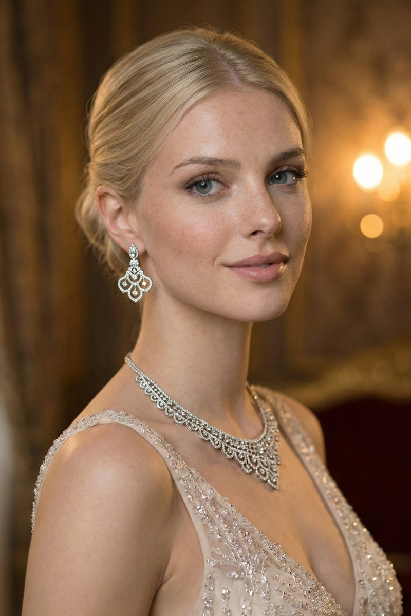 Parure de Mariage : Collier - Boucle d'oreille