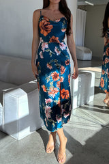 Robe Drapée Florale En Satin