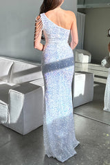 Robe Longue Asymétrique À Sequins
