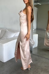 Robe Satin Drapée Romantique