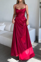 Robe Satin Ruby Col Drapé