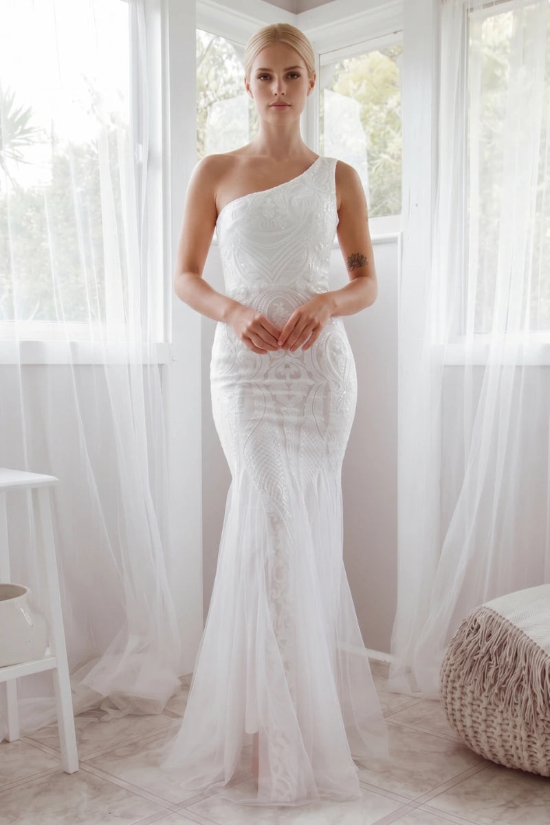 Robe De Mariée Asymétrique Pailletée