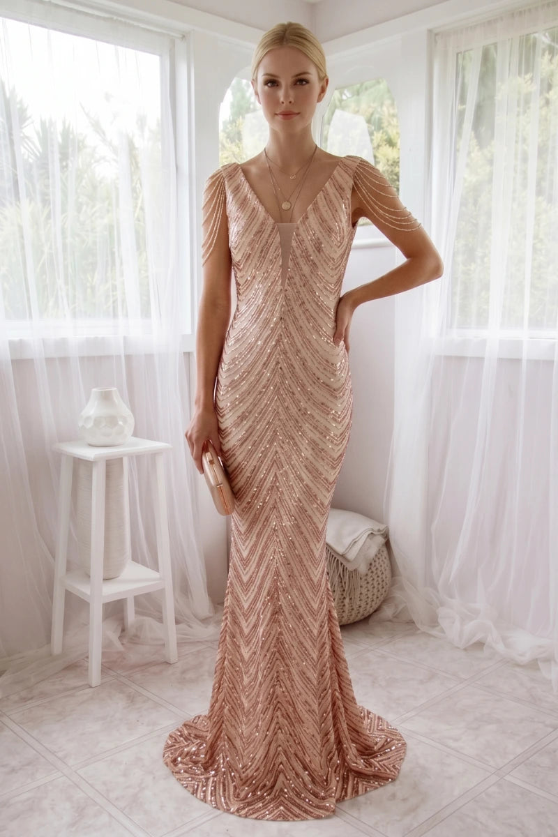 Robe De Mariée Sequins Dorés