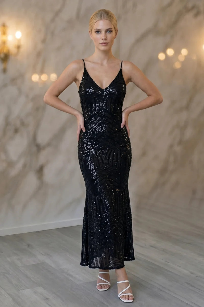 Robe Dos Nu Sequin Couture