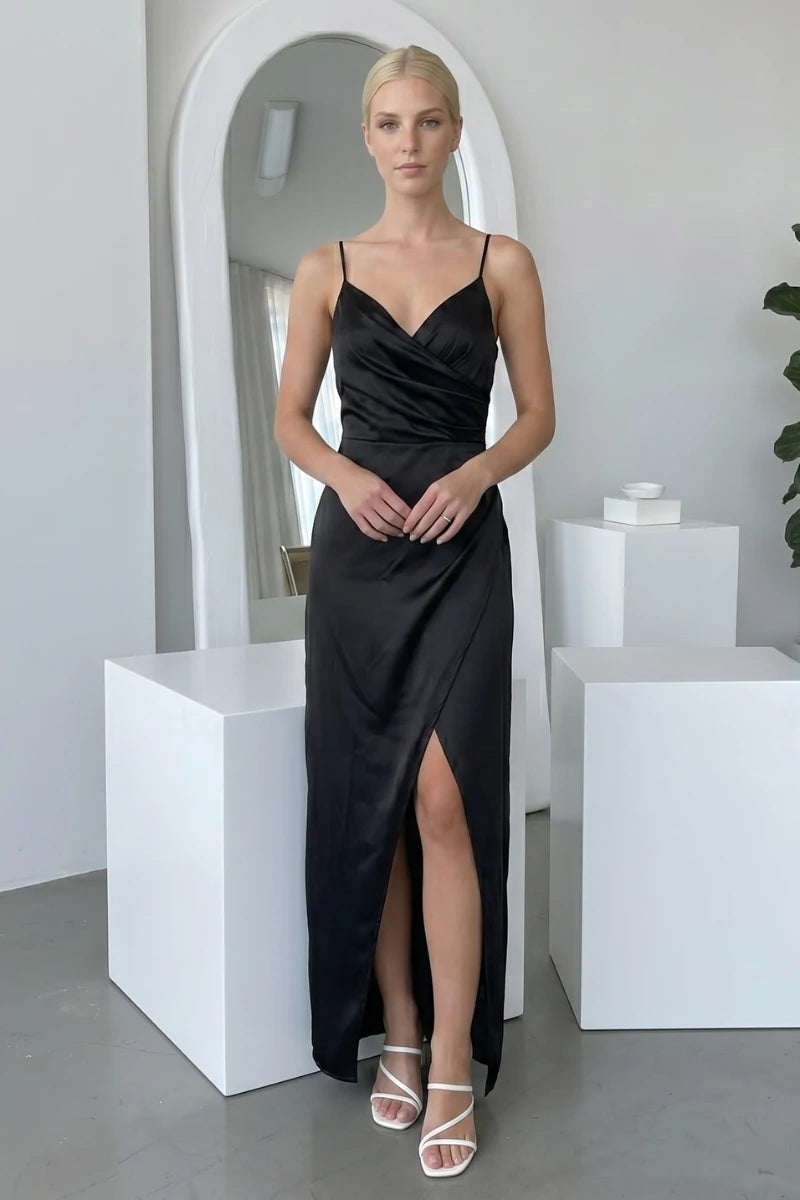 Robe Drapée En Satin Chic