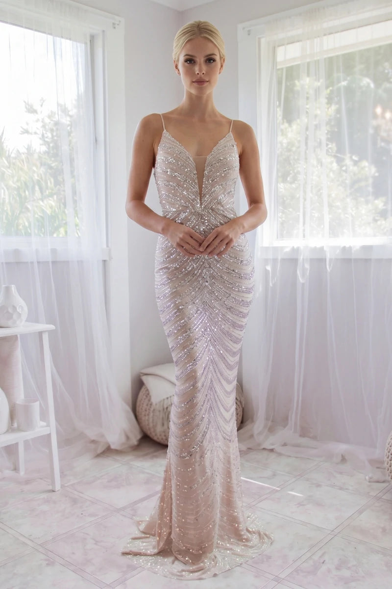 Robe Longue Bustier À Sequins