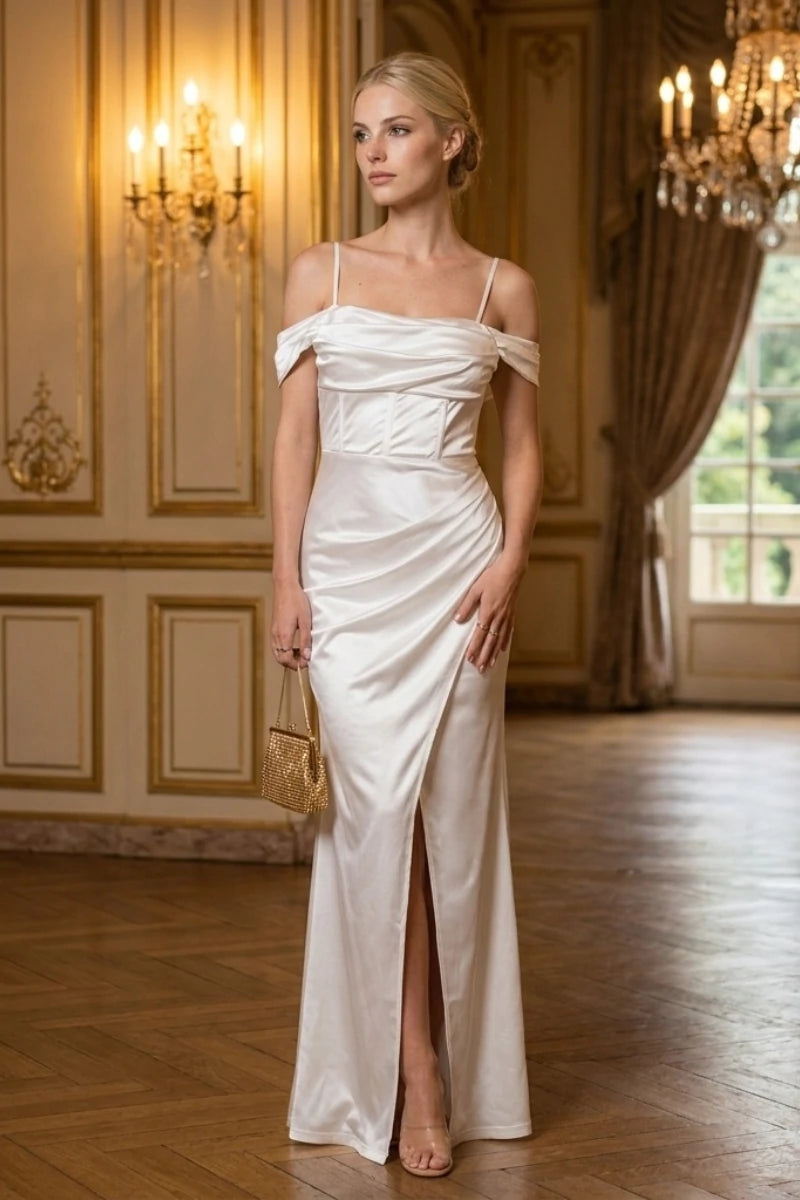 Robe Satin Portefeuille Longue