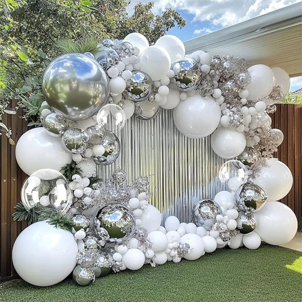 Kit Arche de Ballon - Blanc et Argenté