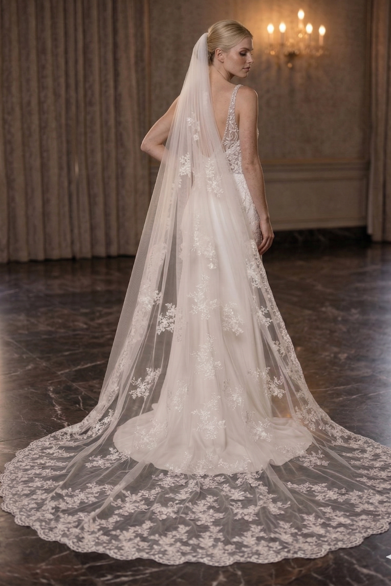 Voile de Mariée Dentelle Blanc