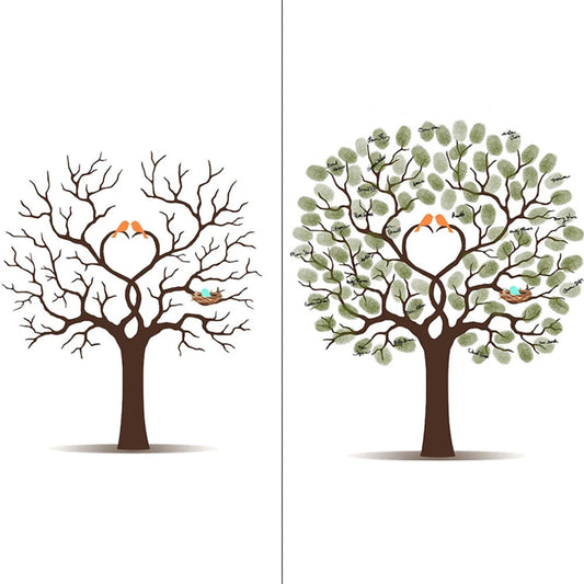 Arbre à empreinte mariage - Oiseaux - vue 2