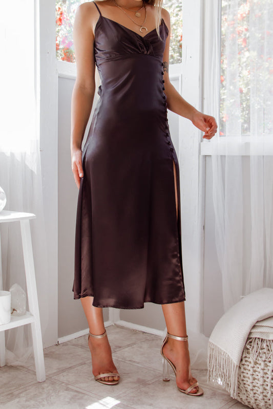 Robe Satin Midi Élégante Intemporelle
