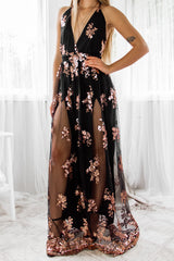 Robe Longue Noire à Sequins