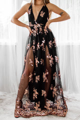 Robe Longue Noire à Sequins