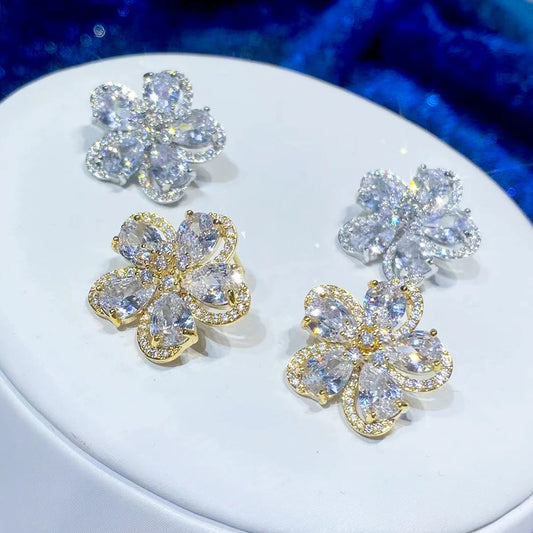 Boucle d'Oreilles Fleur Mariage - vue 1