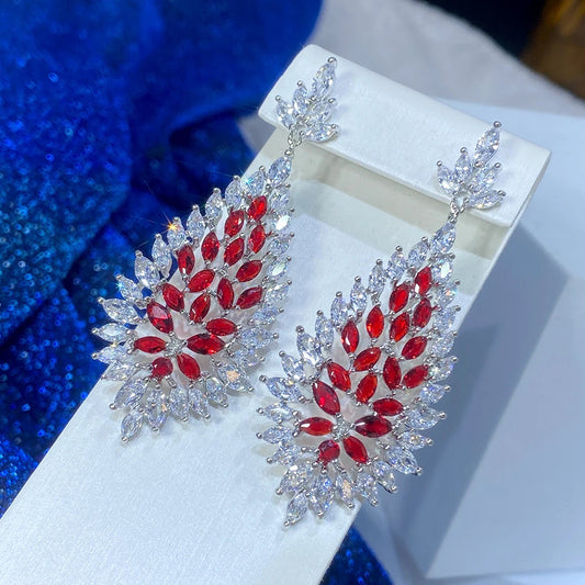 Boucle d'Oreilles Rouge Mariage - vue 1