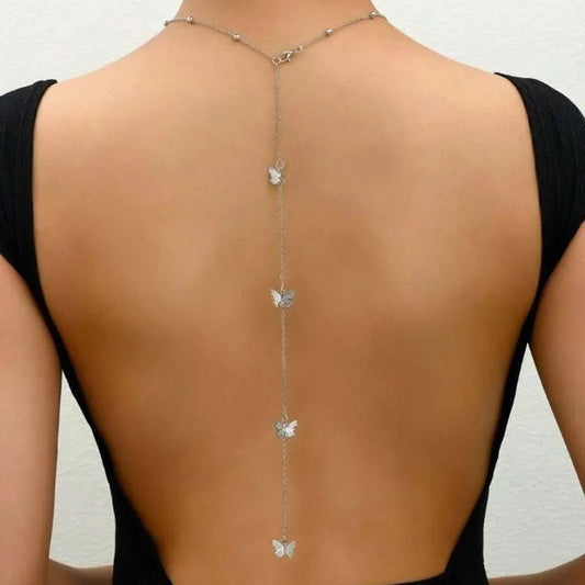 Collier de dos argenté étincelant - vue 1