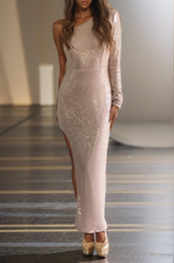 Robe De Soirée Asymétrique À Sequins
