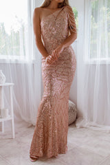 Robe De Mariée Asymétrique Dorée