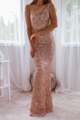 Robe De Mariée Asymétrique Dorée