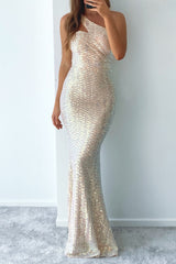 Robe Asymétrique Sequins Irisés