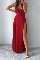 Robe Satin Ruby Col Drapé