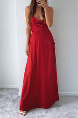Robe Satin Ruby Col Drapé