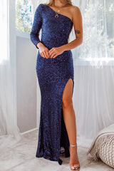 Robe Longue Asymétrique À Sequins