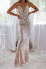 Robe Longue Bustier À Sequins