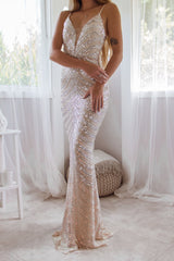 Robe Longue Bustier À Sequins