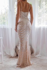 Robe Longue Bustier À Sequins