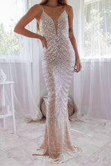 Robe Longue Bustier À Sequins
