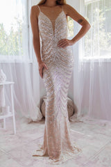 Robe Longue Bustier À Sequins
