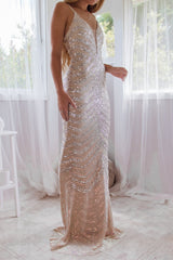 Robe Longue Bustier À Sequins