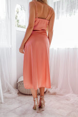 Robe Satinée Blush Drapée Couture