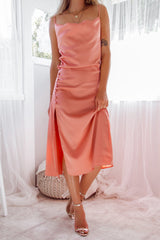Robe Satinée Blush Drapée Couture