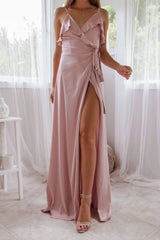 Robe Satin Fluide Cortège Chic