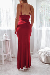 Robe Satin Ruby Drapée Fendue