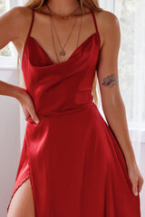 Robe Satin Ruby Col Drapé