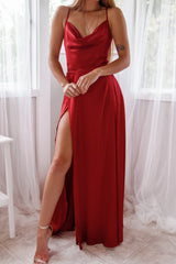 Robe Satin Ruby Col Drapé