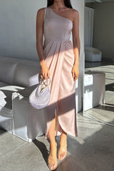 Robe Asymétrique Drapée Champagne - vue 3