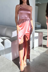 Robe Asymétrique En Satin - vue 3