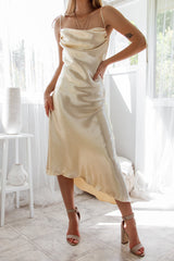 Robe Asymétrique Satin Champagne - vue 9