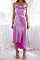 Robe Asymétrique Satin Violet - vue 8