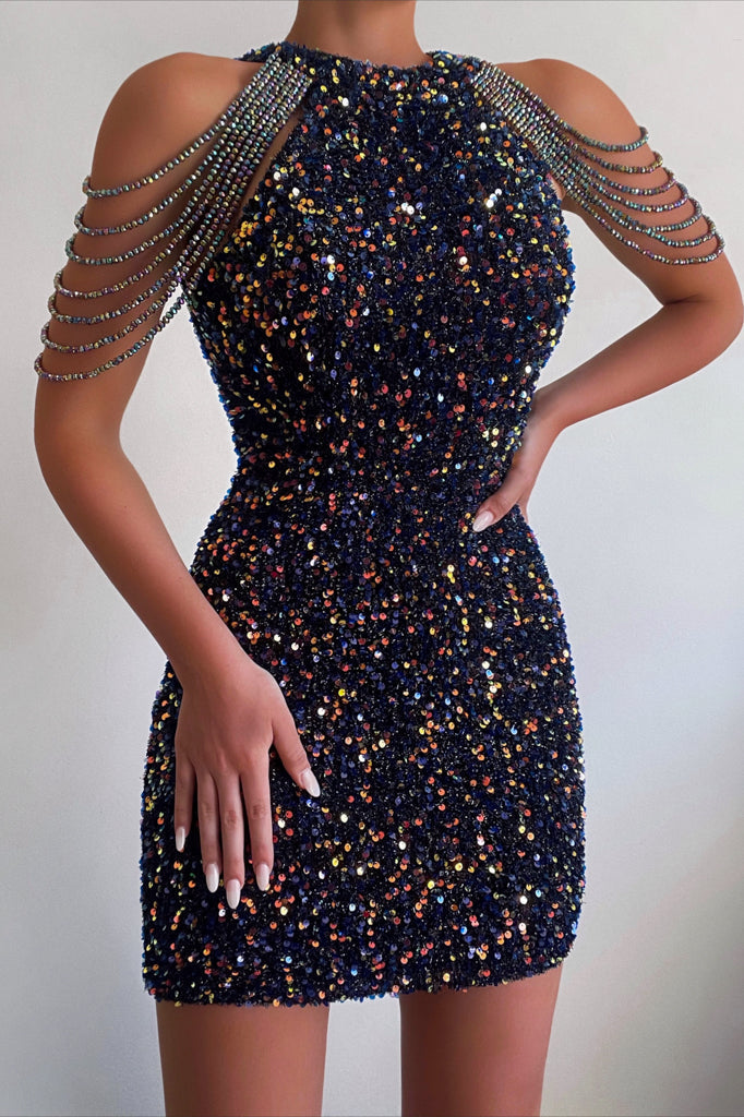 Robe Courte Galaxy À Sequins