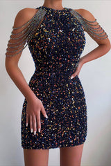 Robe Courte Galaxy À Sequins - vue 1
