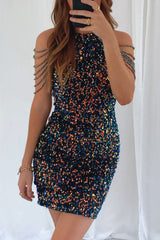 Robe Courte Galaxy À Sequins - vue 2