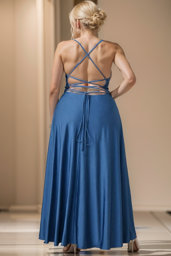 Robe De Cérémonie Drapée Teal - vue 2