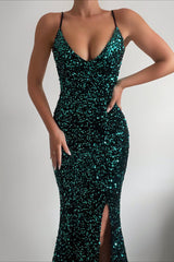 Robe De Cérémonie Sirène À Sequins - vue 1