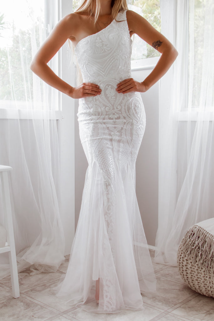 Robe De Mariée Asymétrique Paillethée - vue 1